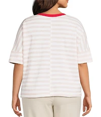 Westbound Plus Size 3/4 Sleeve Crew Neck Top