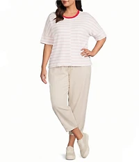 Westbound Plus Size 3/4 Sleeve Crew Neck Top