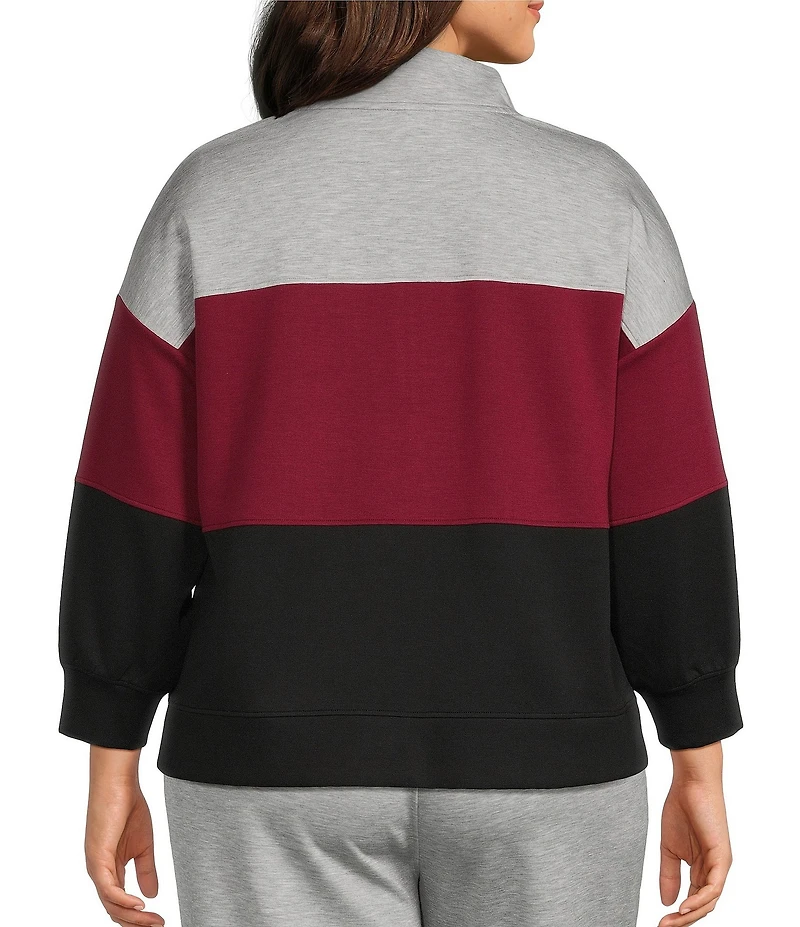 Westbound Plus Size 3/4 Sleeve Half Zip Top