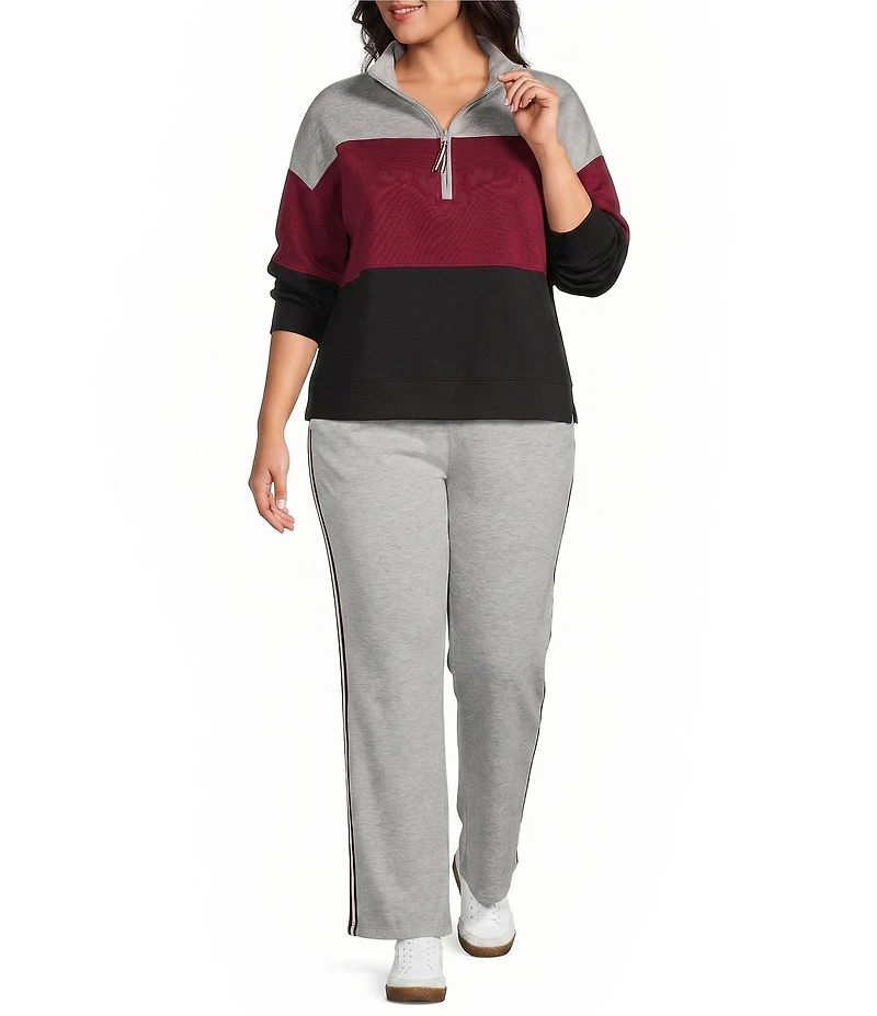 Westbound Plus Size 3/4 Sleeve Half Zip Top