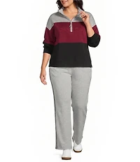 Westbound Plus Size 3/4 Sleeve Half Zip Top