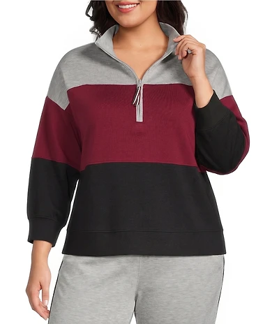 Westbound Plus Size 3/4 Sleeve Half Zip Top