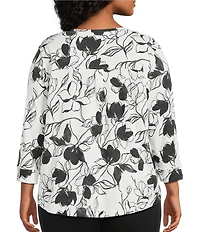 Westbound Plus Size 3/4 Sleeve Knit Crew Neck Top