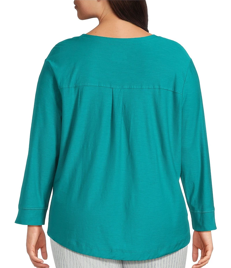 Westbound Plus Size 3/4 Sleeve Knit Crew Neck Top