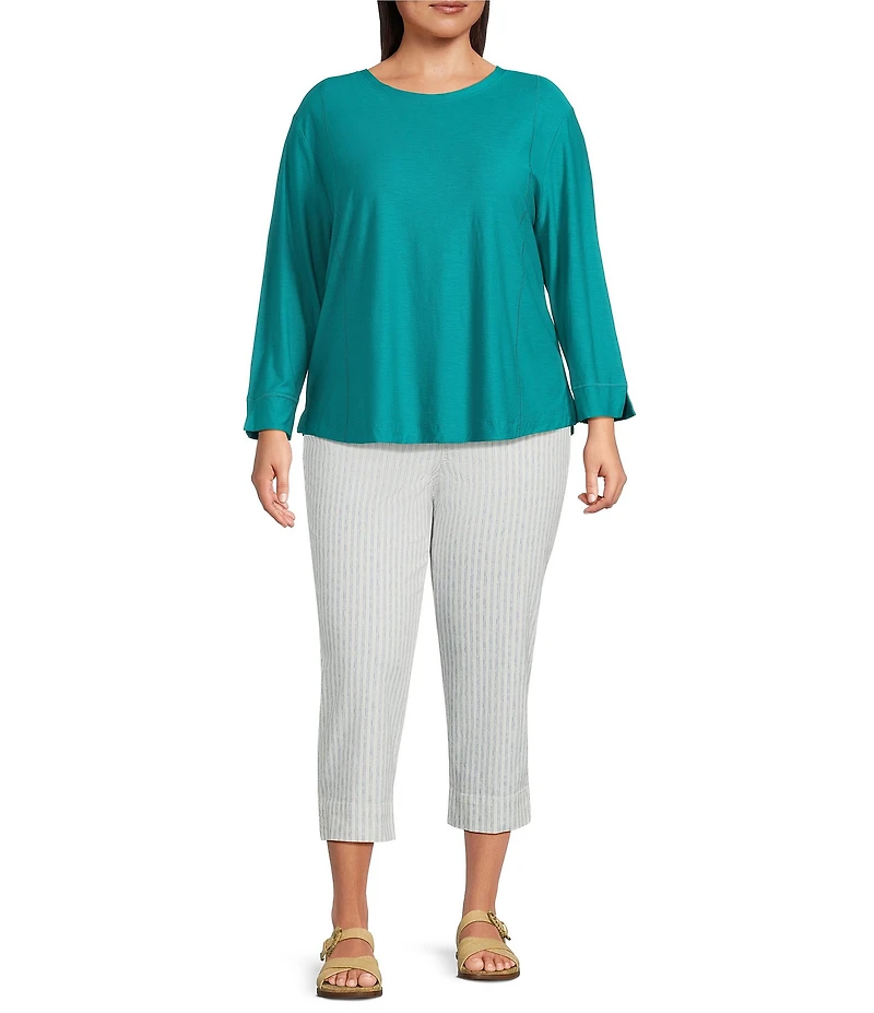 Westbound Plus Size 3/4 Sleeve Knit Crew Neck Top