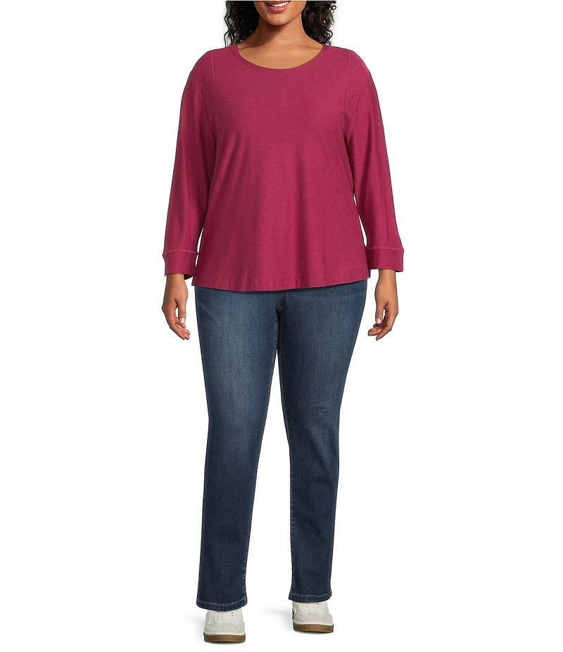 Westbound Plus Size 3/4 Sleeve Knit Crew Neck Top