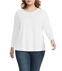 Westbound Plus Size 3/4 Sleeve Knit Crew Neck Top