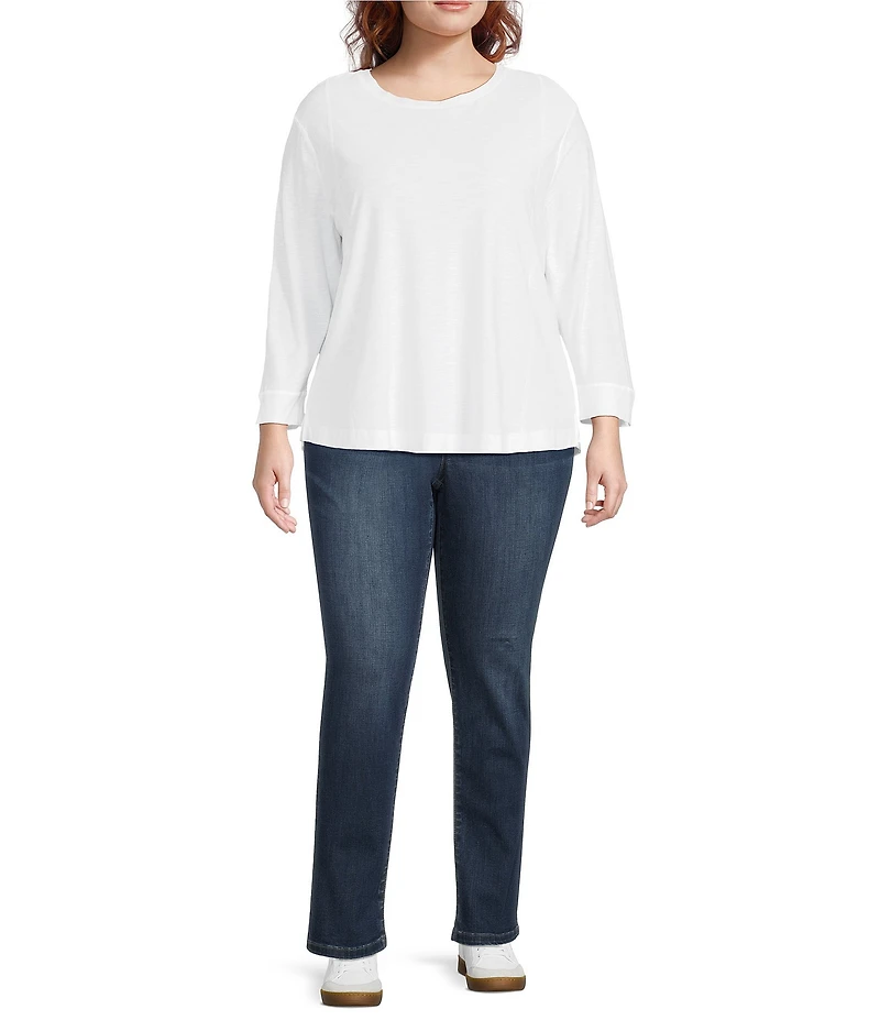 Westbound Plus Size 3/4 Sleeve Knit Crew Neck Top