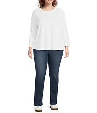 Westbound Plus Size 3/4 Sleeve Knit Crew Neck Top