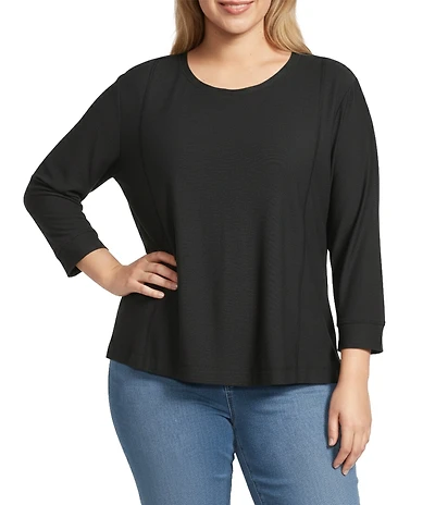 Westbound Plus Size 3/4 Sleeve Knit Crew Neck Top