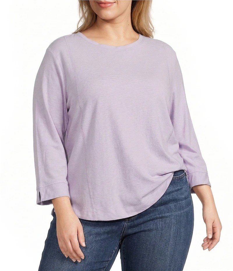 Westbound Plus Size 3/4 Sleeve Knit Crew Neck Top