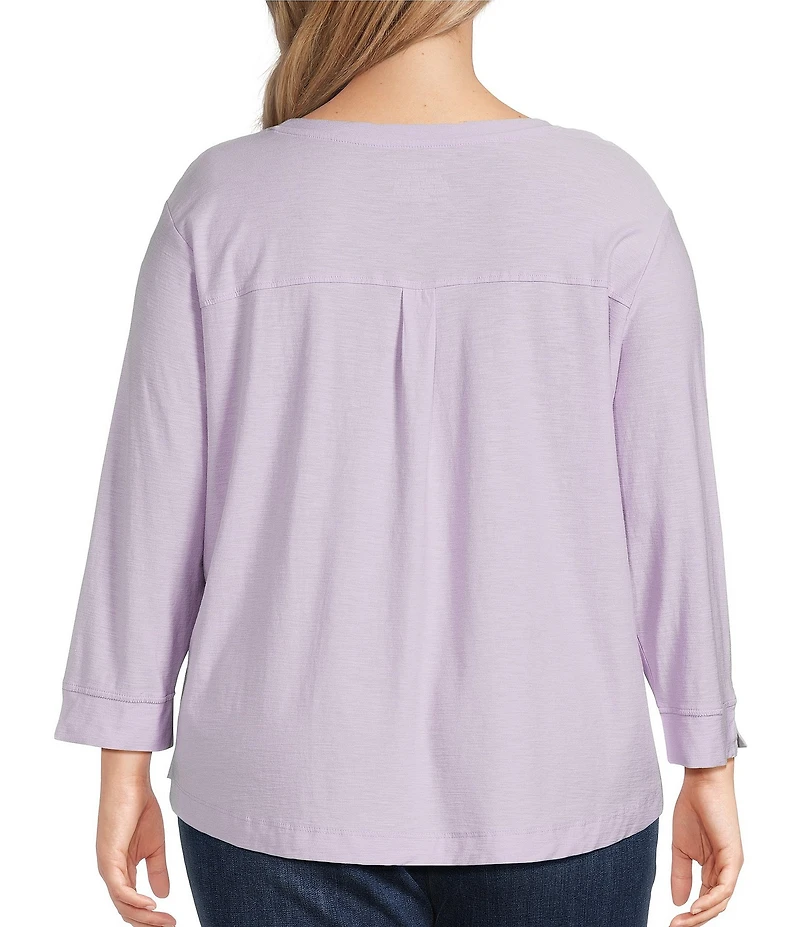 Westbound Plus Size 3/4 Sleeve Knit Crew Neck Top