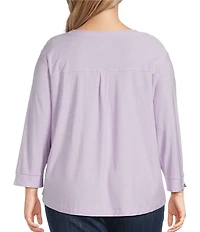 Westbound Plus Size 3/4 Sleeve Knit Crew Neck Top
