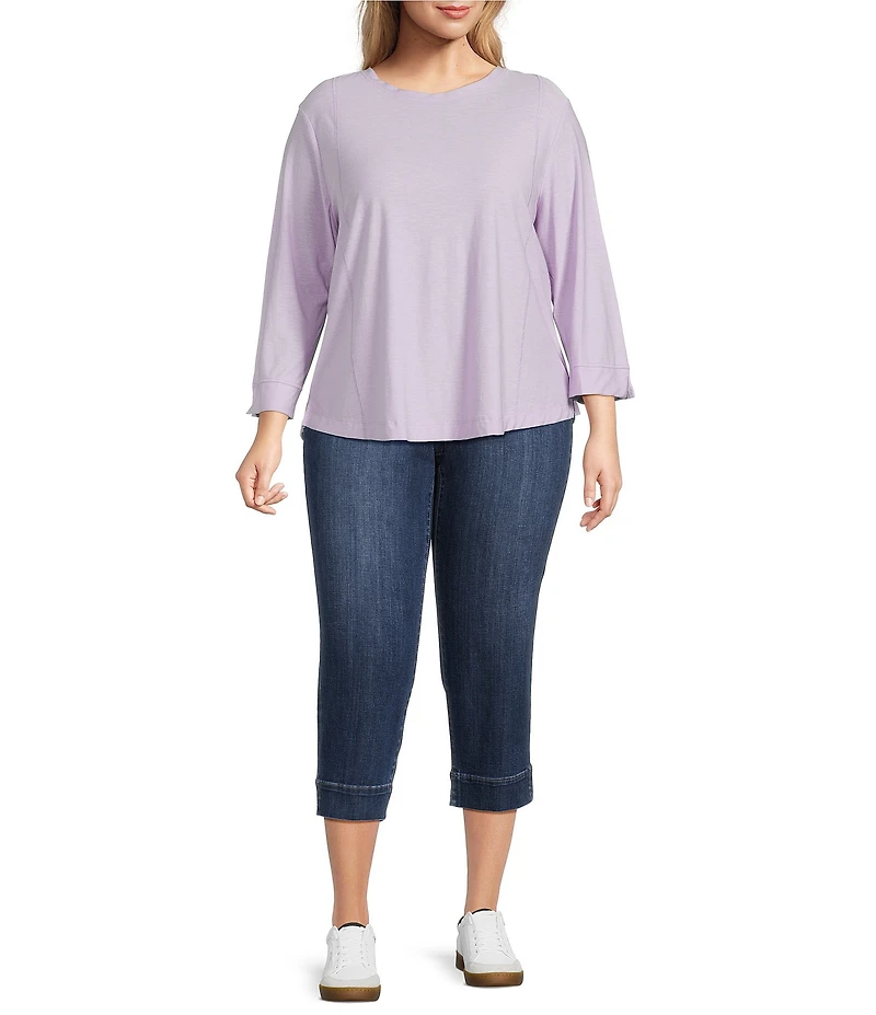 Westbound Plus Size 3/4 Sleeve Knit Crew Neck Top