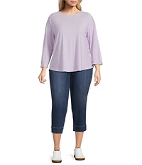 Westbound Plus Size 3/4 Sleeve Knit Crew Neck Top