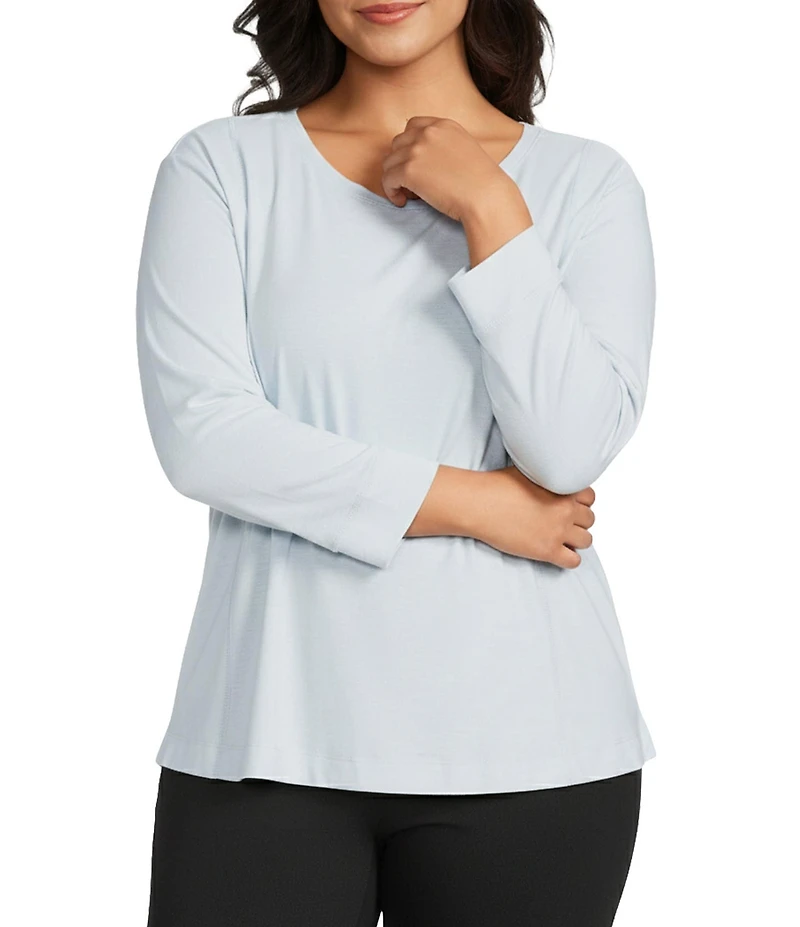 Westbound Plus Size 3/4 Sleeve Knit Crew Neck Top