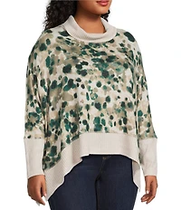 Westbound Plus Size Animal Print Long Sleeve Mock Neck Knit Top