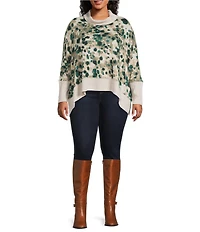 Westbound Plus Size Animal Print Long Sleeve Mock Neck Knit Top