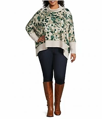 Westbound Plus Size Animal Print Long Sleeve Mock Neck Knit Top