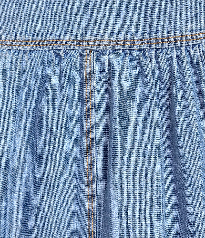 Westbound Plus Size Baby Doll Sleeveless Denim Trapunto Dress