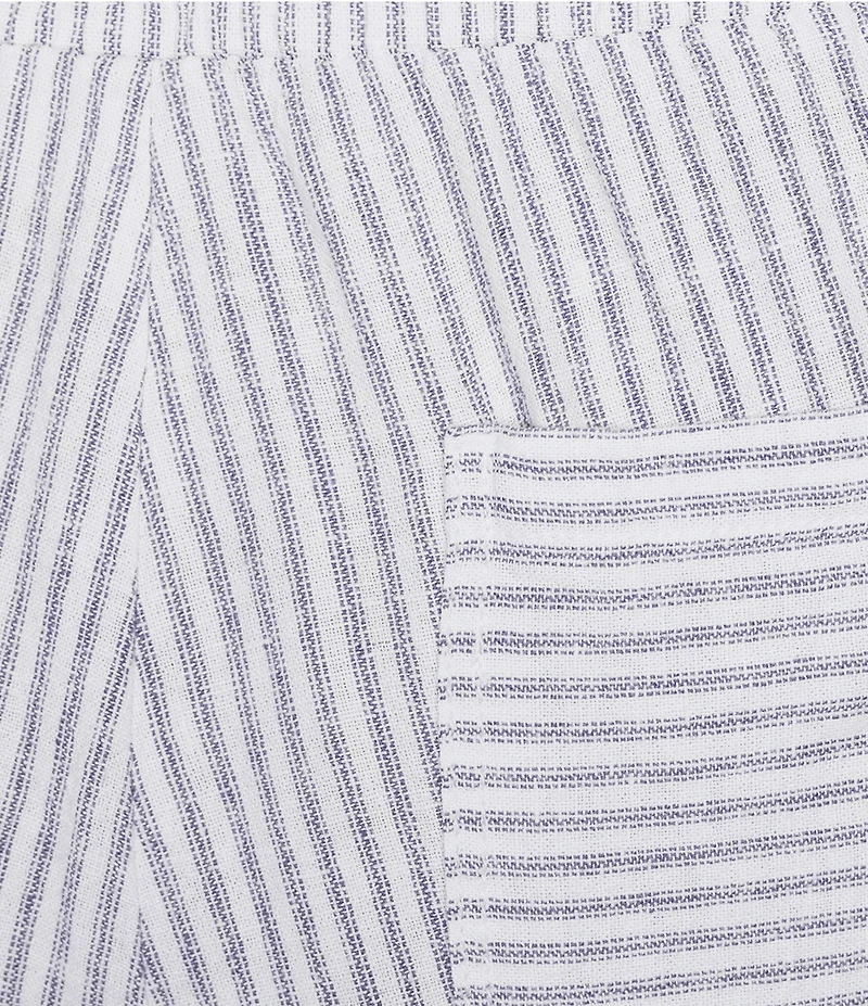 Westbound Plus Size Blue White Stripe Crop Linen Blend Pants
