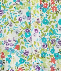 Westbound Plus Size Cluster Garden V-Neck 3/4 Sleeve Button Front Top