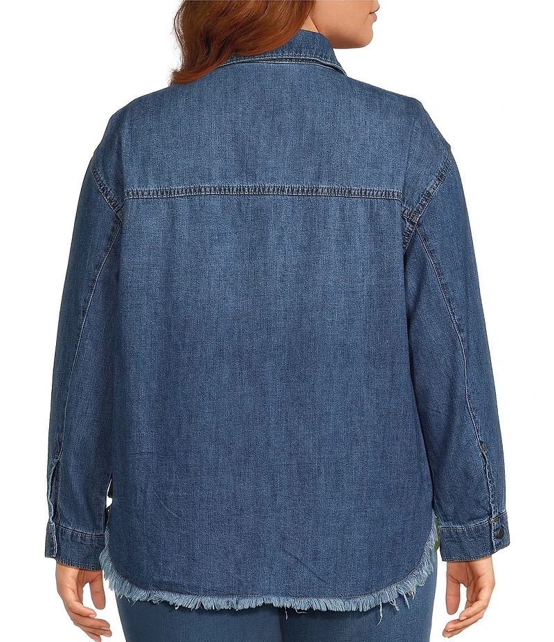 Westbound Plus Size Collared Long Sleeve Button Front Shacket