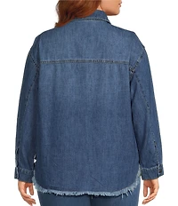 Westbound Plus Size Collared Long Sleeve Button Front Shacket