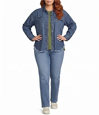 Westbound Plus Size Collared Long Sleeve Button Front Shacket