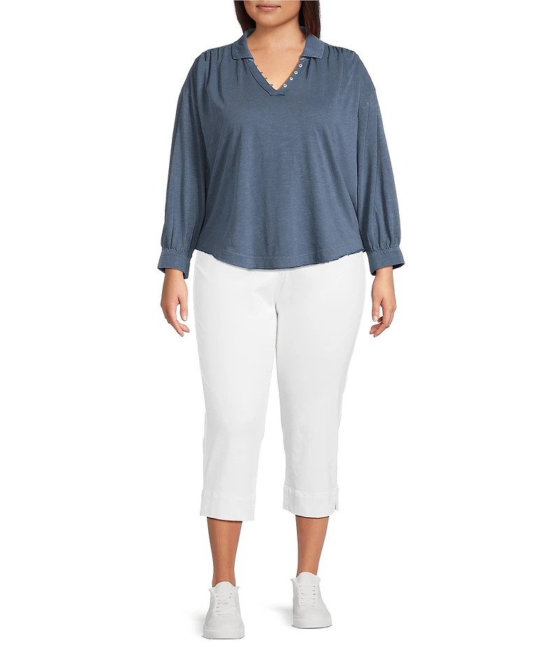Westbound Plus Size Cotton Blend High Rise Crop Pants