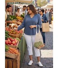 Westbound Plus Size Cotton Blend High Rise Crop Pants