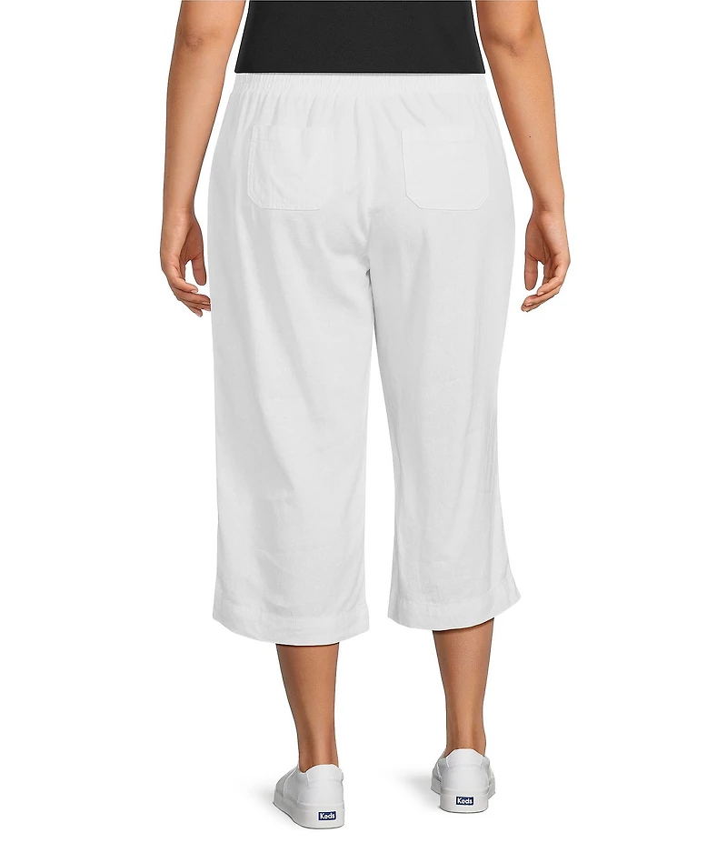 Westbound Plus Size Linen Blend Crop Pull-On Pants