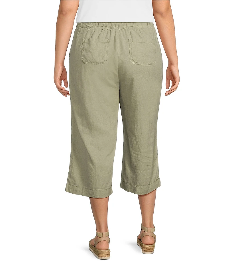 Westbound Plus Size Linen Blend Crop Pull-On Pants