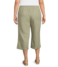Westbound Plus Size Linen Blend Crop Pull-On Pants