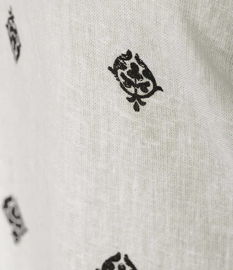 Westbound Plus Size Distressed Foulard Linen Blend 3/4 Sleeve V-Neck Top