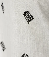 Westbound Plus Size Distressed Foulard Linen Blend 3/4 Sleeve V-Neck Top