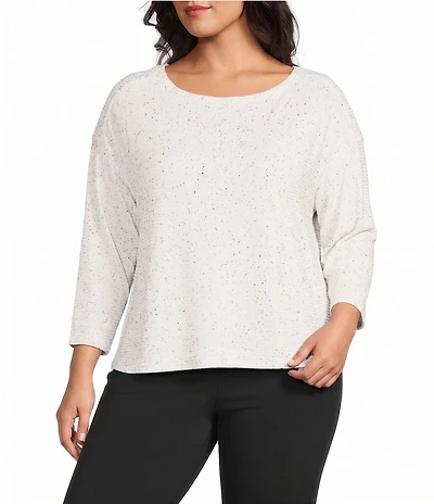 Westbound Plus Size Dolman 3/4 Sleeve Boat Neck Top