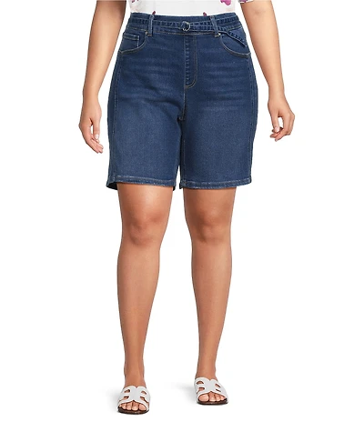 Westbound Plus Size High Rise Belted Bermuda Shorts