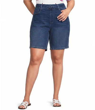 Westbound Plus Size High Rise Belted Bermuda Shorts