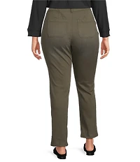 Westbound Plus Size High Rise Patch Pocket Straight Leg Pull-On Pants
