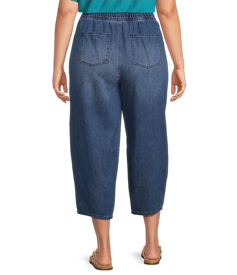 Westbound Plus Size High Rise Tie Waist Barrel Leg Crop Pant