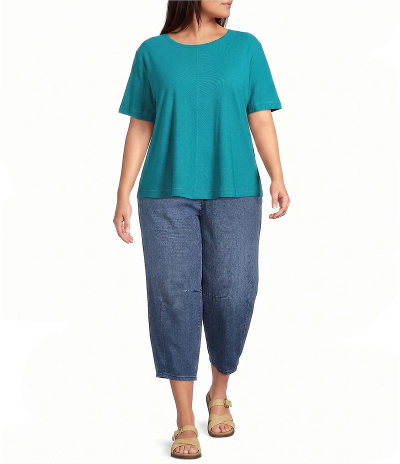 Westbound Plus Size High Rise Tie Waist Barrel Leg Crop Pant