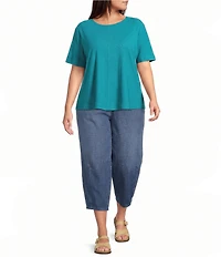 Westbound Plus Size High Rise Tie Waist Barrel Leg Crop Pant