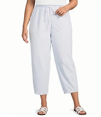 Westbound Plus Size High Rise Tie Waist Barrel Leg Crop Pants