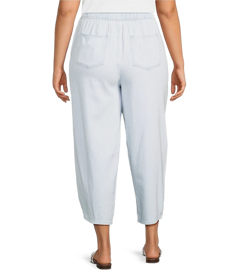 Westbound Plus Size High Rise Tie Waist Barrel Leg Crop Pants