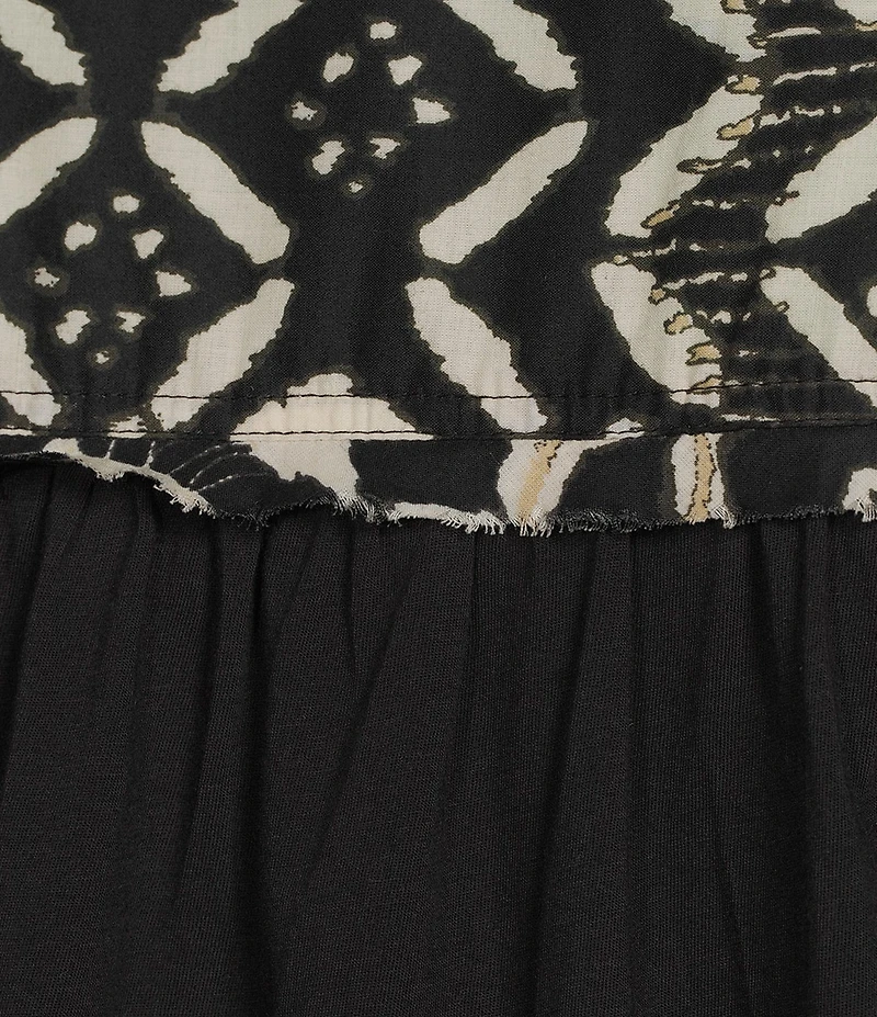 Westbound Plus Size Ikat Stripe Print Woven Button Front Top