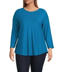 Westbound Plus Size Knit 3/4 Sleeve Crew Neck Tee