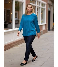 Westbound Plus Size Knit 3/4 Sleeve Crew Neck Tee