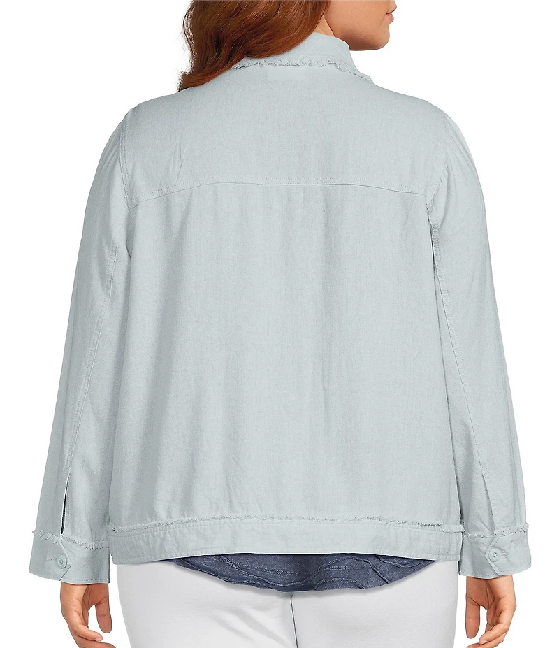 Westbound Plus Size Linen-Blend Long Sleeve Button Front Jacket