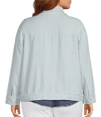 Westbound Plus Size Linen-Blend Long Sleeve Button Front Jacket